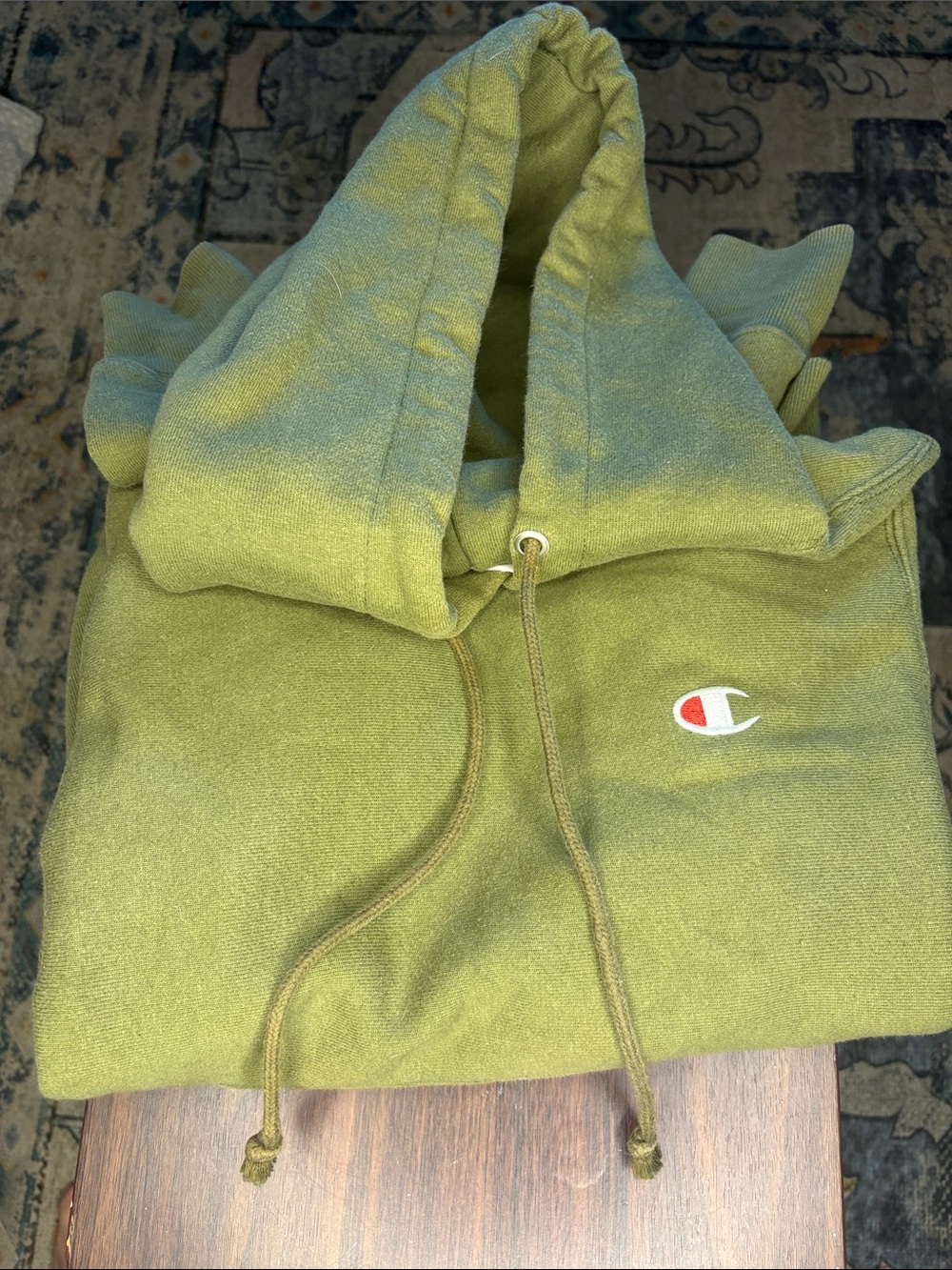 Champion Olive Hoodie with Signature C Logo